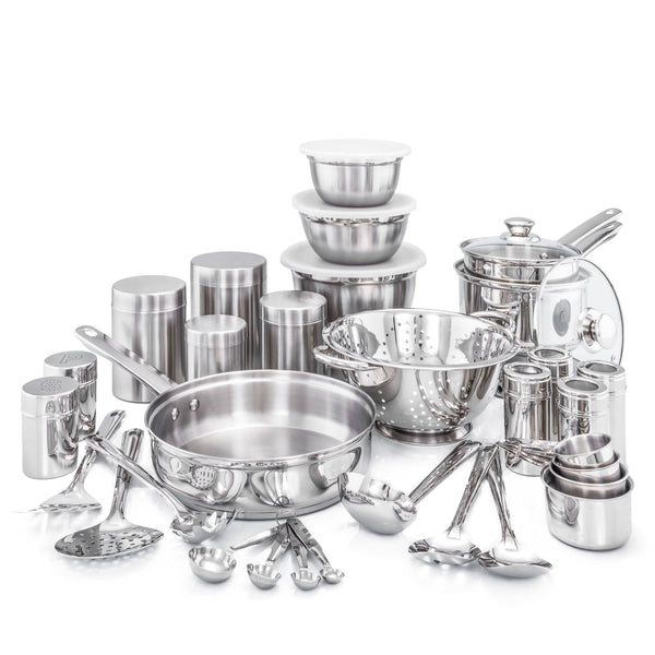 Old Dutch International 36-Piece Kitchen in a Box Cookware Set, Silver