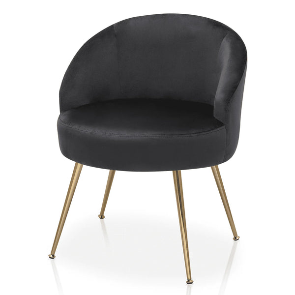 Monibloom Velvet Accent Chair, Modern Upholstered Single Sofa Side Chair, Comfy Barrel Club Living Room Armchair with Golden Metal Legs
