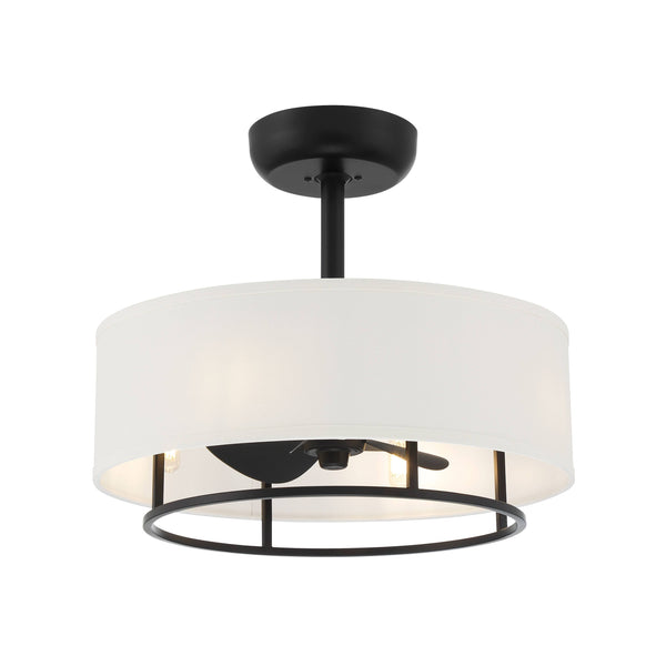 Kaiti 20 inch Drum Shade Ceiling Fan with Remote Control and Dimmable Lights - Matte Black